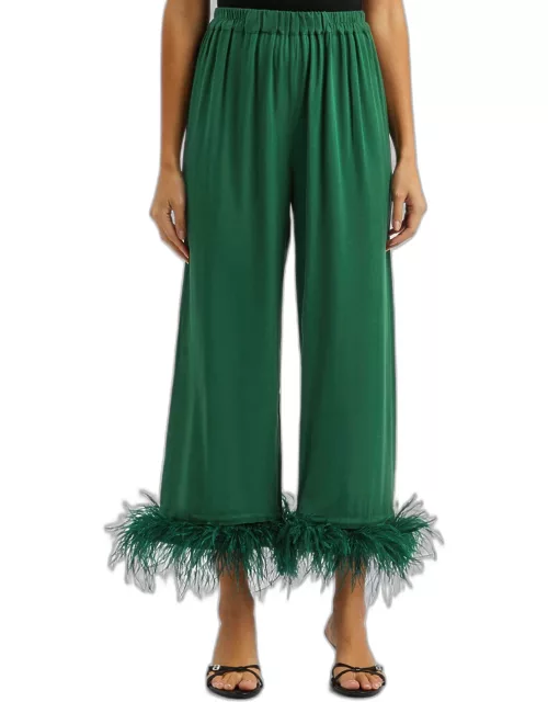 Sleeper Party Feather-trimmed Pyjama set - Green