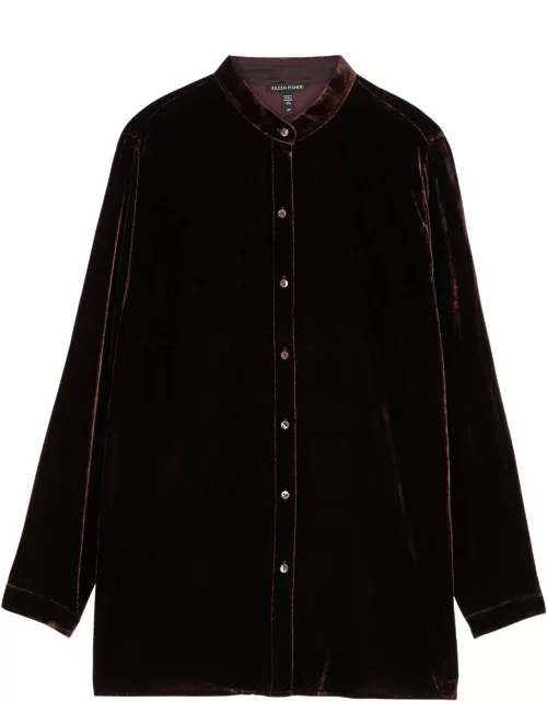 Eileen Fisher Velvet Shirt - Dark Purple - M (UK 14-16 / L)