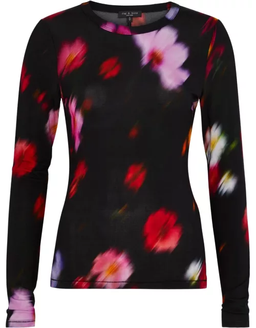 Rag & Bone Sabeen Floral-print Stretch-jersey top - Black - M (UK12 / M)