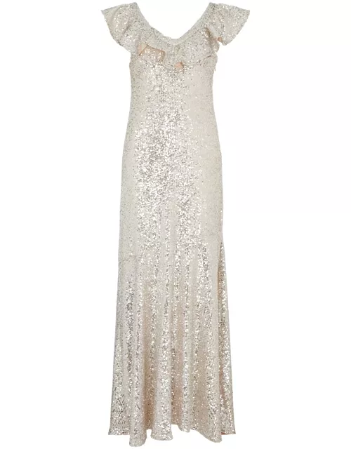 Olivia Rubin Rex Sequin-embellished Maxi Dress - Silver - 10 (UK10 / S)