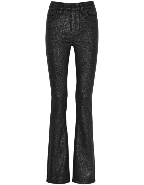 Paige Manhattan Glittered Bootleg Jeans - Black And Silver - 25 (W25 / UK 6 / XS)