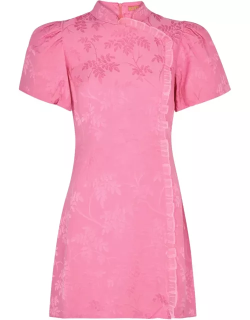Kitri Philippa Floral-jacquard Mini Dress - Pink - 10 (UK10 / S)