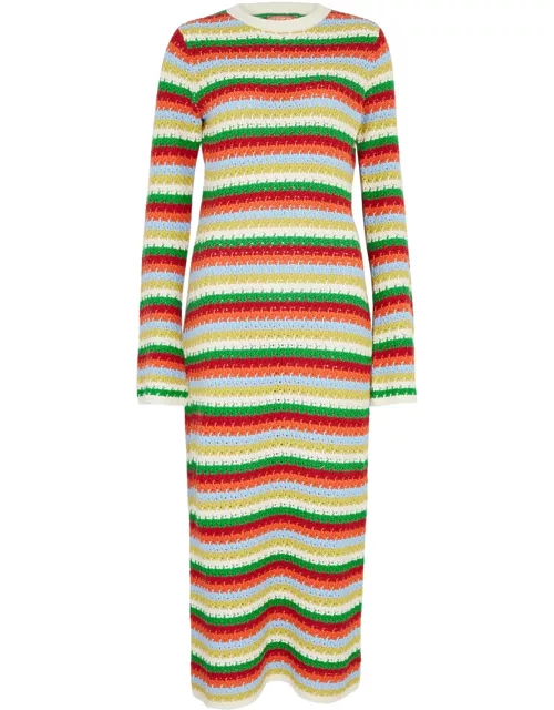 Kitri Nadine Striped Crochet-knit Midi Dress - Multicoloured - L (UK14 / L)