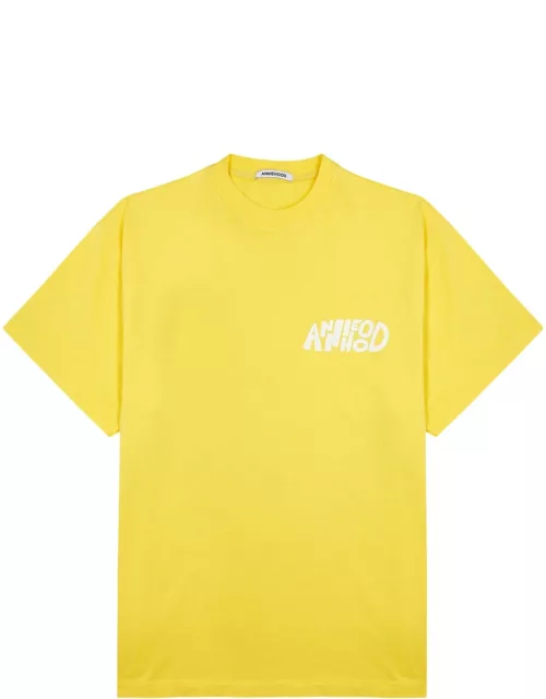 Annie Hood Jumble Logo-print Cotton T-shirt - Yellow