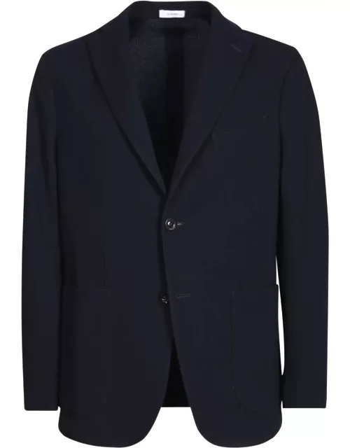 Boglioli Single-breasted Blue Knit Jacket