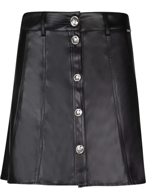 Liu-Jo Faux Leather Black Midi Skirt By Liu Jo