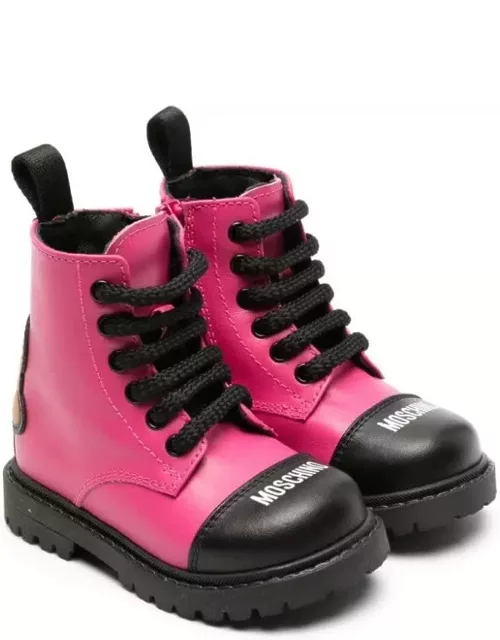 Moschino Combat Boots With Teddy Application