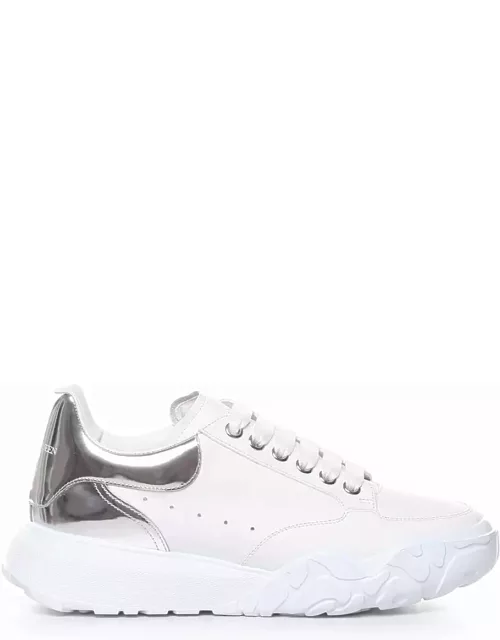 Alexander McQueen White Court Sneakers With Silver Hee