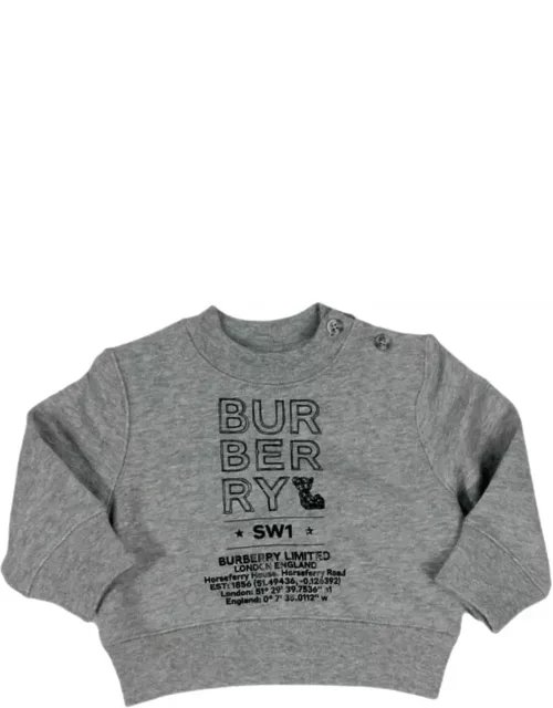 Burberry Sponge-effect Cotton Crewneck Sweatshirt With Drawn Logo