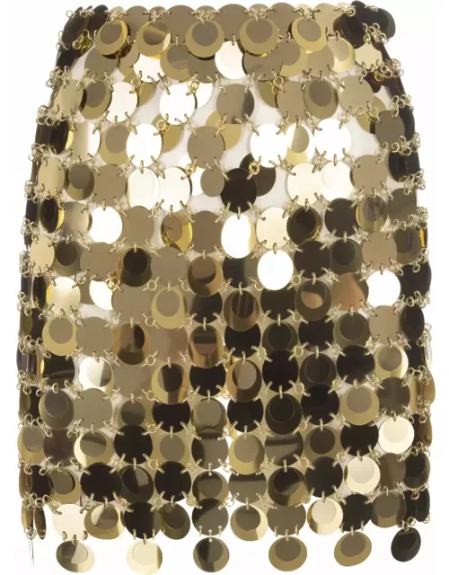 Paco Rabanne Mini Skirt With Golden Mirror Effect Disc