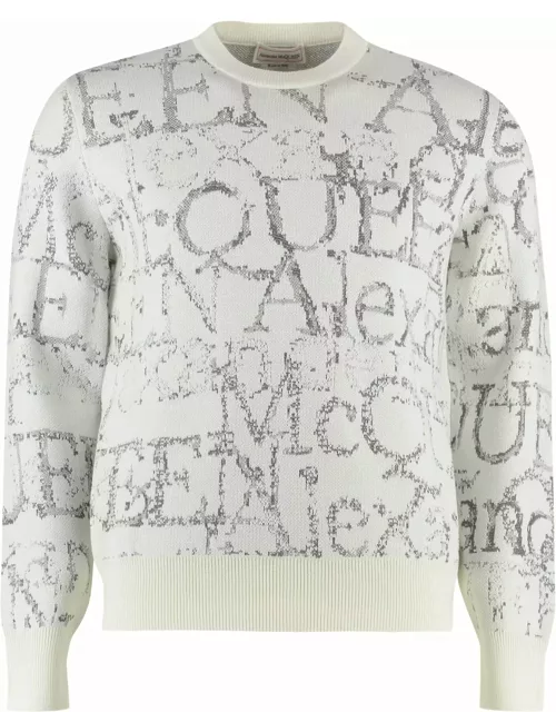 Alexander McQueen White Sweater With All-over Logo