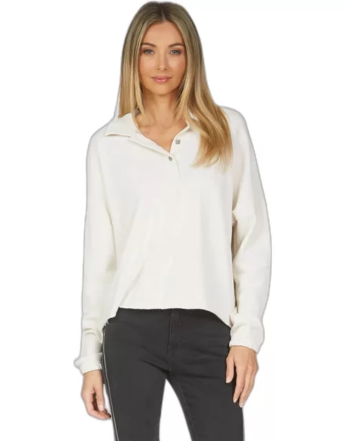 Alaric Polo Crop Pullover - Ivory