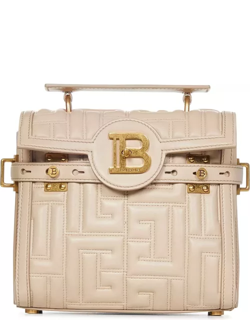 Balmain B-buzz 23 Bag In Beige Quilted Leather