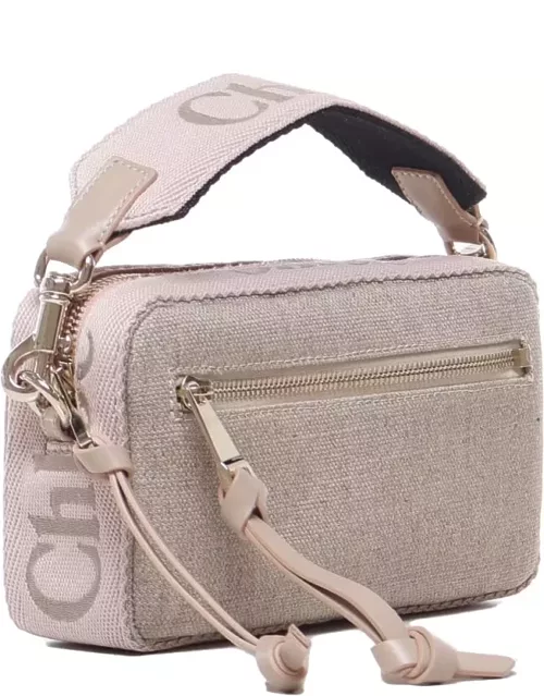 Chloé Woody Waist Bag In Natural Linen And Beige Leather
