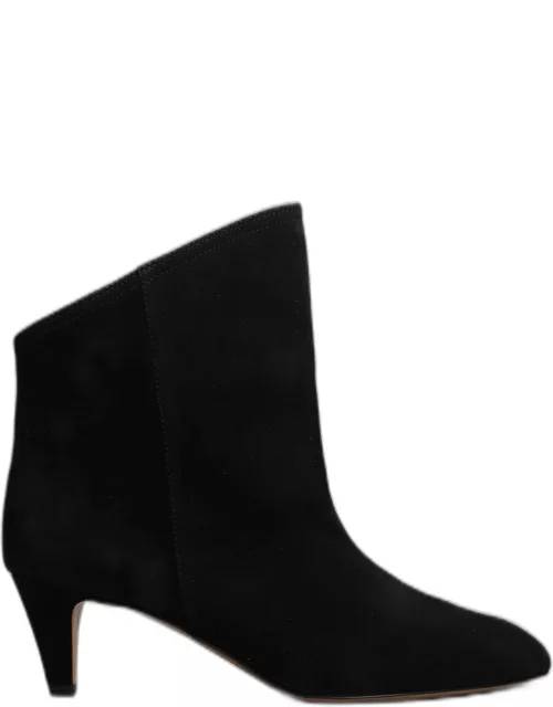 Isabel Marant Dripi Low Heels Ankle Boots In Black Suede