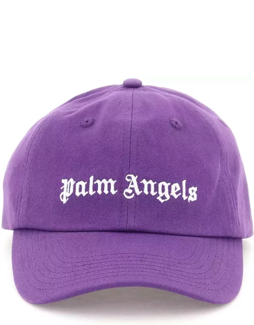 Palm Angels Purple Baseball Hat With White Front And Back Logo