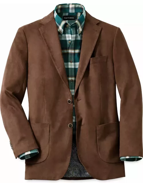 Microsuede Solid Single Breasted Notch Lapel Sport Coat
