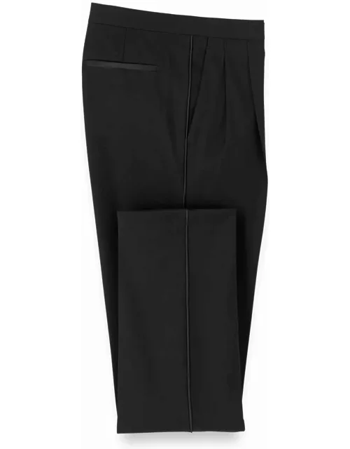 Wool Stretch Pleated Tuxedo Pant