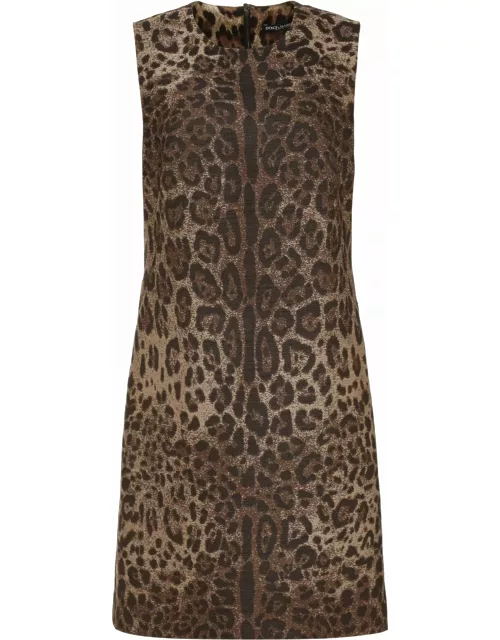 Dolce & Gabbana Leopard Jacquard Midi Dres