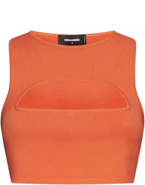 Dsquared2 Orange Crop Top With Cut-out
