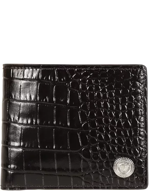 Versace Logo Plaque Bifold Wallet