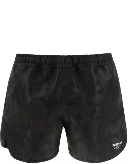 Alexander McQueen Mcqueen Graffiti Swim Shorts In Black