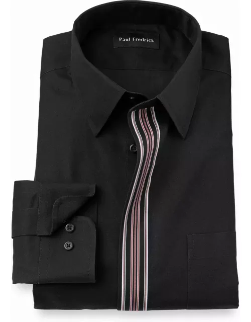 Slim Fit Non-iron Cotton Solid Dress Shirt With Contrast Tri