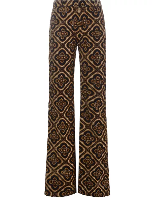 Etro Black Jacquard Trousers With Medallion