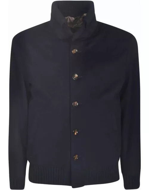 Kired High-neck Rib Trim Buttoned Jacket