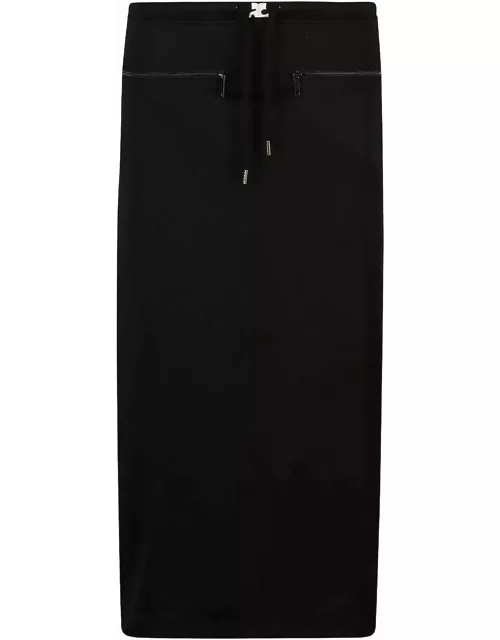 Courrèges Drawstring Waist Side Slit Skirt