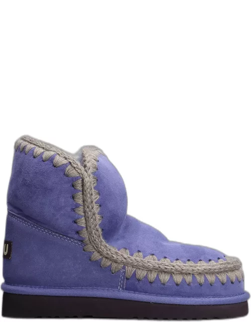 Mou Eskimo 18 Low Heels Ankle Boots In Viola Suede
