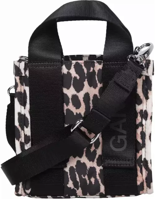 Ganni tech Tote Mini Bag In Leopard Print Recycled Polyester