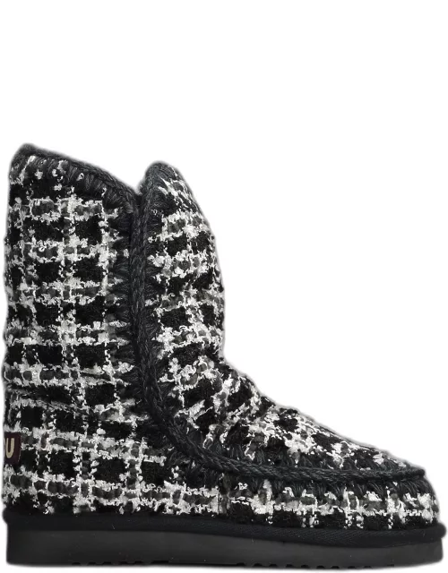 Mou Eskimo 24 Low Heels Ankle Boots In Black Woo