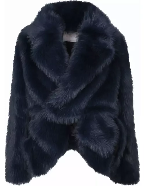 Sacai Blue Faux Fur Coat
