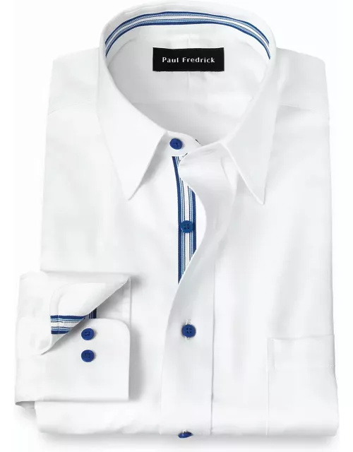 Non-iron Cotton Solid Dress Shirt With Contrast Tri