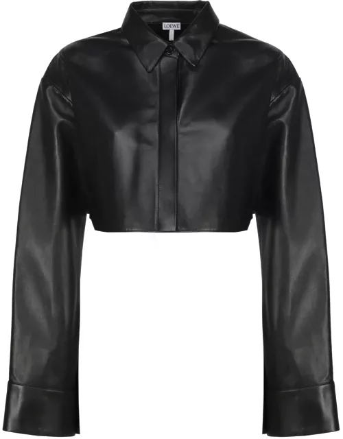 Loewe Crop-top Shirt In Leather