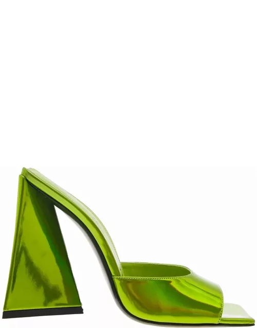 The Attico devon Green Mules With Pyramid Heel In Faux Leather Woman