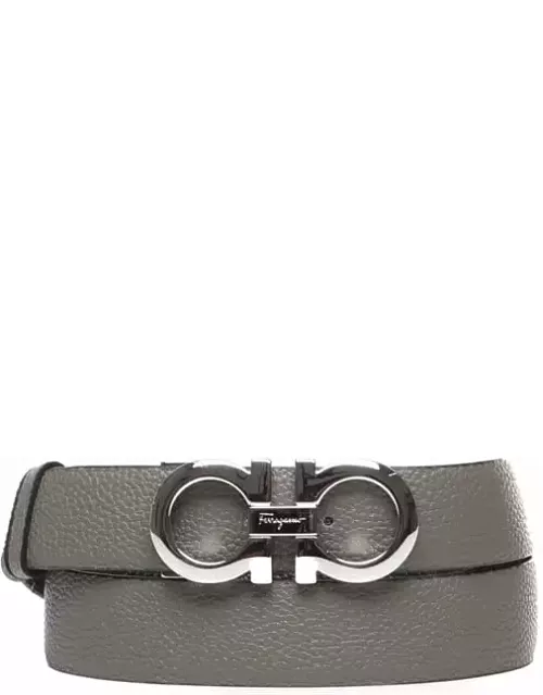 Ferragamo Tumbled Leather Belt With Metal Gancio