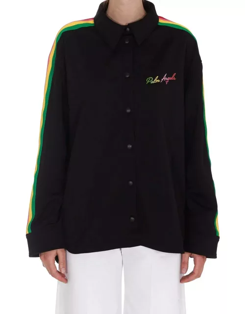 Palm Angels Miami Logo Embroidered Side-stripe Shirt