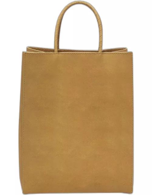 Small Raw Paper Leather Top-Handle Bag