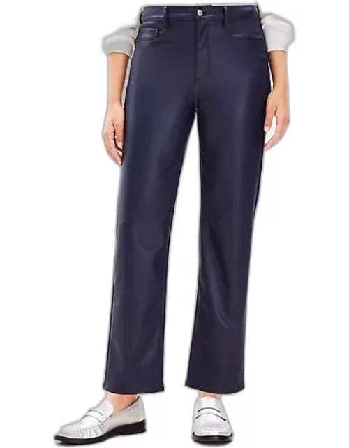 Loft Curvy Five Pocket Straight Pants in Faux Leather