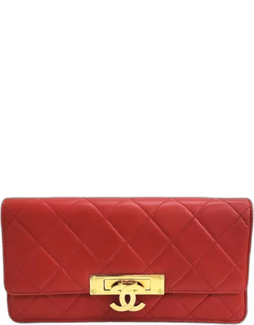 Chanel Red Leather Golden Class Wallet on Chain