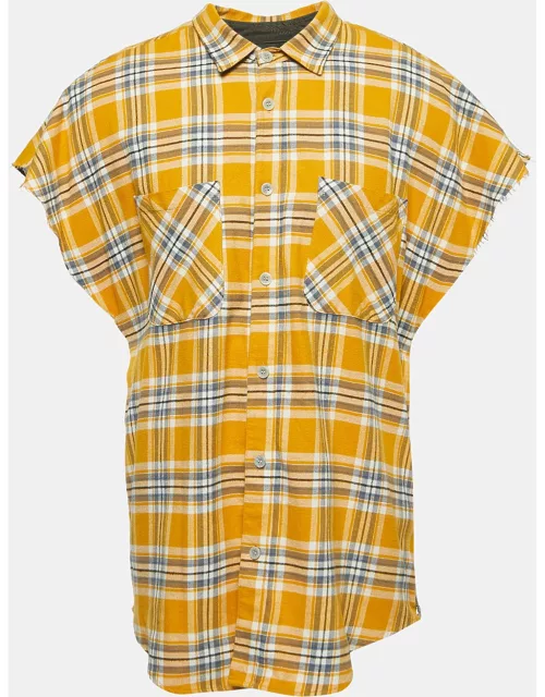 Fear of God Yellow Tartan Wool Button Front Cutoff Shirt