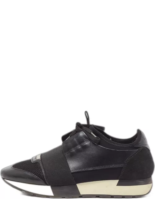Balenciaga Black Suede And Leather Race Runner Low Top Sneaker