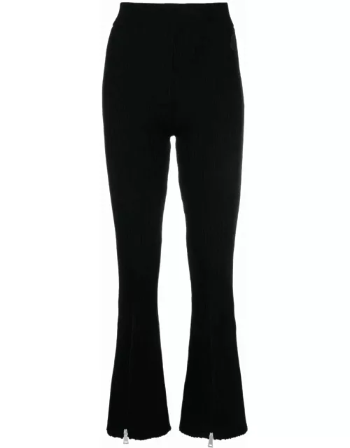 Ribbed-knit flared trouser