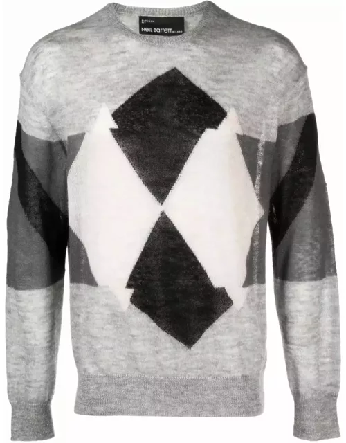 Argyle check-pattern jumper