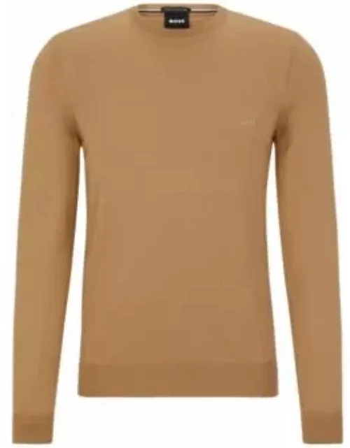 Logo-embroidered sweater in wool- Beige Men's Sweater