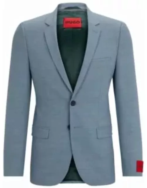 Extra-slim-fit jacket in performance-stretch patterned cloth- Blue Men's Sport Coat