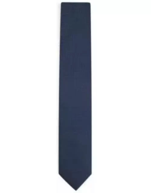 Silk-blend tie with jacquard pattern- Dark Blue Men's Tie