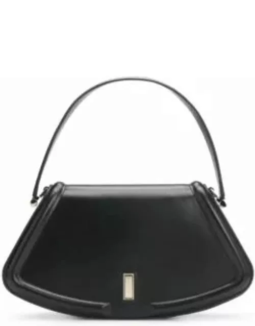 Leather shoulder bag with branded hardware- Black Women's Shoulder bag